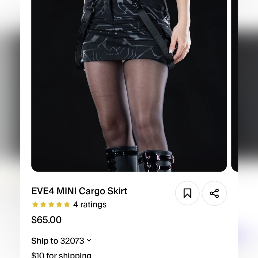 NWT NEO4IC Matrix Mini Skirt, Black Cargo Mini Skirt, Black Goth Mini Skirt - Picture 6 of 11